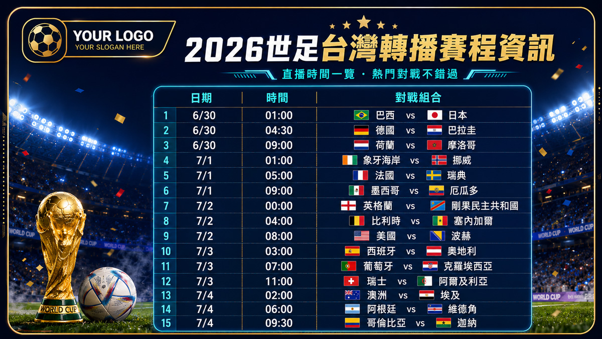 2026世足台灣轉播賽程資訊